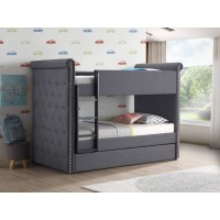Acme Romana Ii Twin/Twin Bunk Bed & Trundle In Gray Fabric