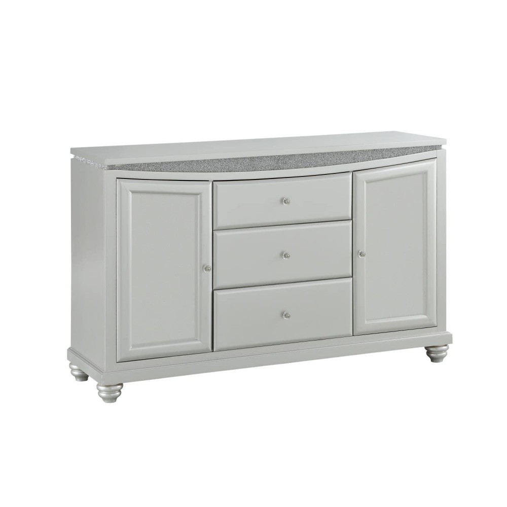 Acme Maverick 3-Drawer Wooden Server With 2 Doors In Platinum White