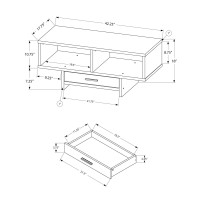 Monarch Specialties Drawer Shelves Rectangular Cocktail Accent Coffee Table 43 L White