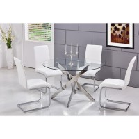 Best Master Alison 5Piece Modern Glass Top Dinette Set in White