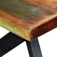 vidaXL IndustrialStyle Rectangular Dining Room Table Reclaimed Solid Wood Steel Legs Cross Frame Polished Painted Lacqu