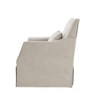 Martha Stewart London Swivel Chair - Solid Wood, Plywood, Skirted Metal Base Accent Armchair, With Lumbar Pillow -Modern Classic Style Family Room Sofa Furniture Bedroom Lounge, 28X315X3525,Beige
