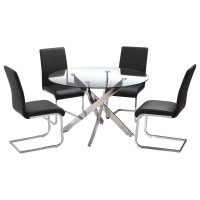 Best Master Alison 5Piece Modern Glass Top Dinette Set in Black