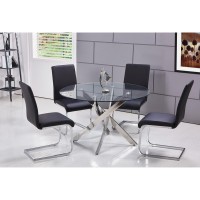 Best Master Alison 5Piece Modern Glass Top Dinette Set in Black