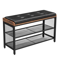 Vasagle Padded Storage Bench With Mesh Shelf, Shoe Rack, Metal Frame, Easy Assembly, Space Saving, Imitation Leather, 11.8