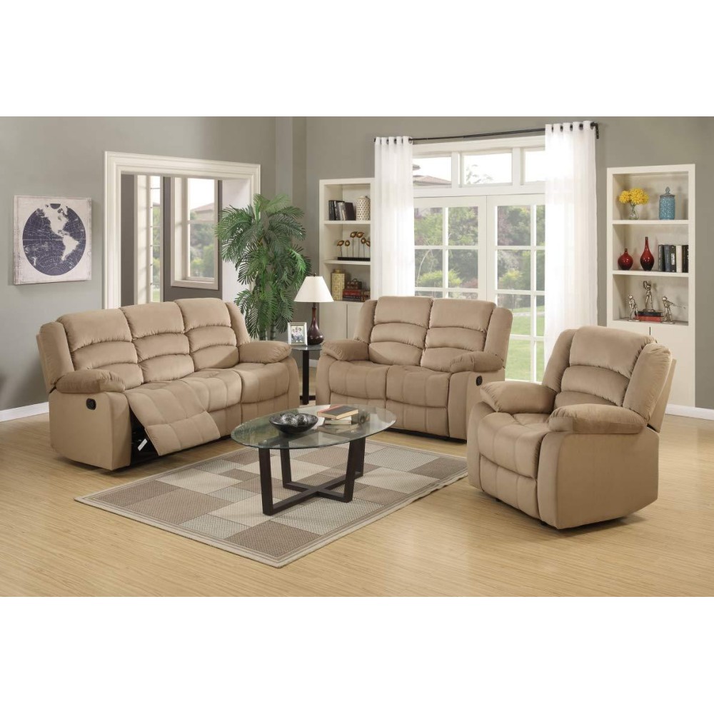 Homeroots Furniture 120 Contemporary Beige Fabric Sofa Set