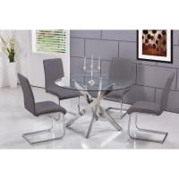 Best Master Alison 5Piece Modern Glass Top Dinette Set in Gray