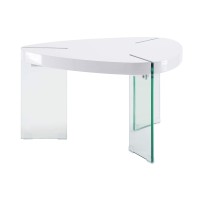 Acme Noland Coffee Table - - White High Gloss & Clear Glass