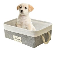 Inough Pet Toy Basket Dog Baskets For Toys, Pet Supplies Low Storage Basket For Doggy Toys Rectangle Dog Toys Bin Collapsible Small Basket For Closet, Dorm Room Essentials Puppy Baskets For Organizing Baby Kids (Rectangle)