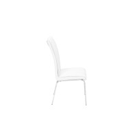 Faux Leather Dining Side Chairs Chrome Legs Set of 2 White