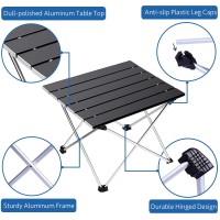 Grope Portable Camping Table With Aluminum Table Top, Folding Beach Table Easy To Carry, Prefect For Outdoor, Picnic, Bbq, Cooking, Festival, Beach, Home Use (Black-S)
