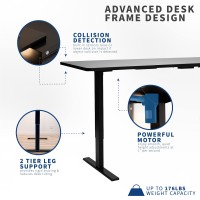 Vivo Electric Height Adjustable 60 X 24 Inch Memory Stand Up Desk, Light Wood Solid One-Piece Table Top, Black Frame, Standing Workstation With Preset Controller, Desk-Kit-1B6C