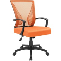 Furmax Office Chair Mid Back Swivel Lumbar Support Desk Chair Computer Ergonomic Mesh Chair With Armrest Orange