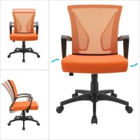 Furmax Office Chair Mid Back Swivel Lumbar Support Desk Chair Computer Ergonomic Mesh Chair With Armrest Orange