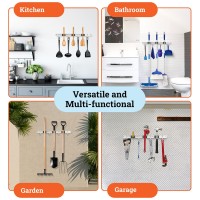 2 Pack Mop Broom Holder Wall Mount Stainless Steel Broom Hanger Wall Mount Non Slip Broom Mop Holder Wall Mounted Heavy Duty