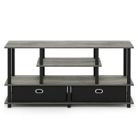 Furinno JAYA Large TV Stand for up to 50Inch TV with Storage Bin French Oak GreyBlack