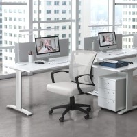 Furmax Office Chair Mid Back Swivel Lumbar Support Desk Chair Computer Ergonomic Mesh Chair With Armrest White