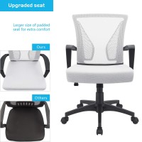 Furmax Office Chair Mid Back Swivel Lumbar Support Desk Chair Computer Ergonomic Mesh Chair With Armrest White