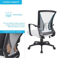 Furmax Office Chair Mid Back Swivel Lumbar Support Desk Chair Computer Ergonomic Mesh Chair With Armrest White