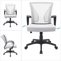 Furmax Office Chair Mid Back Swivel Lumbar Support Desk Chair Computer Ergonomic Mesh Chair With Armrest White