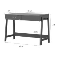 Liney Secretary Desk  Charcoal Gray