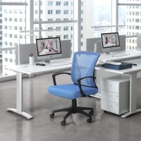 Furmax Office Chair Mid Back Swivel Lumbar Support Desk Chair  Computer Ergonomic Mesh Chair With Armrest (Blue)