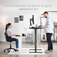 Vivo Electric Height Adjustable 43 X 24 Inch Memory Stand Up Desk, Black Solid One-Piece Table Top, White Frame, Standing Workstation With Preset Controller, 1B Series, Desk-Kit-1W4B