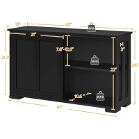 Yaheetech Sideboard Buffet Cabinet, Kitchen Storage Cabinet With Sliding Door And Adjustable Shelf, Stackable Cabinets Console Table For Living Room, Kitchen, Dining Room, Hallway, Black