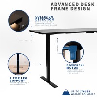 Vivo Electric Height Adjustable 43 X 24 Inch Memory Stand Up Desk, Dark Walnut Solid One-Piece Table Top, Black Frame, Standing Workstation With Preset Controller, Desk-Kit-1B4D