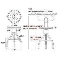 Lokkhan Set Of 2 Rustic Industrial Bar Stool-24-30 Adjustable Metal Swivel Wooden Top Barstools-Counter Height Extra Tall Bar Height-Vintage Farmhouse Kitchen Breakfast Cafe Stool-With Backrest