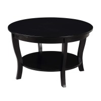 Convenience Concepts American Heritage Round Coffee Table With Shelf Black 30 In X 30 In X 18 In