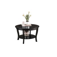 Convenience Concepts American Heritage Round Coffee Table With Shelf Black 30 In X 30 In X 18 In