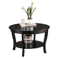 Convenience Concepts American Heritage Round Coffee Table With Shelf Black 30 In X 30 In X 18 In