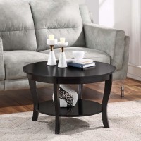 Convenience Concepts American Heritage Round Coffee Table With Shelf Black 30 In X 30 In X 18 In