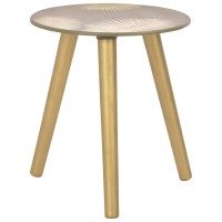 Vidaxl Side Tables 2 Pcs, Round Coffee Table With Wood Legs, Nesting End Table For Living Room Bedroom, Home Furniture, Modern, Gold Mdf