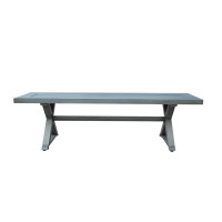 Great Deal Furniture Icey Modern Outdoor Aluminum Dining Bench, Dark Gray