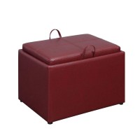 Convenience Concepts Designs4Comfort Accent Storage Ottoman 2275 Modern Foot Stool With Decorative Tray For Living Room Din