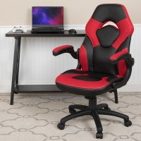 X10 Gaming Chair Racing Office Ergonomic Computer Pc Adjustable Swivel Chair With Flip-Up Arms, Red/Black Leathersoft
