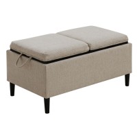 Convenience Concepts Designs4Comfort Magnolia Storage Ottoman With Reversible Trays Soft Beige Fabric