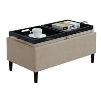 Convenience Concepts Designs4Comfort Magnolia Storage Ottoman With Reversible Trays Soft Beige Fabric