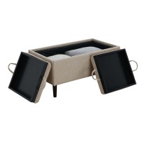 Convenience Concepts Designs4Comfort Magnolia Storage Ottoman With Reversible Trays Soft Beige Fabric