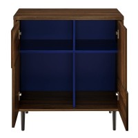 Walker Edison Modern Color Pop Buffet Accent Entryway Bar Cabinet Storage Entry Table Living Room Dining Room, 30 Inch, Dark Walnut And Navy Interior