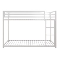 Dhp Miles Low Metal Bunk Bed Frame For Kids With Builtin Ladder High Guardrail And Metal Slats Floor Bed Bottom Bunk No Box