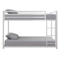 Dhp Miles Low Metal Bunk Bed Frame For Kids With Builtin Ladder High Guardrail And Metal Slats Floor Bed Bottom Bunk No Box