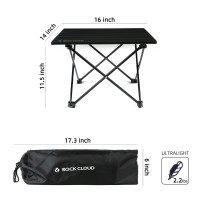 Rock Cloud Portable Camping Table Ultralight Aluminum Folding Beach Table Camp For Camping Hiking Backpacking Outdoor Picnic, Black