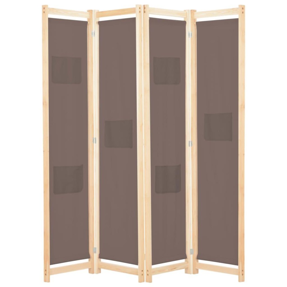 vidaXL 4-Panel Room Divider Brown 62.9x66.9x1.6 Fabric