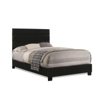 Full Panel Upholstered Bed Black Faux Leather