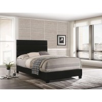 Full Panel Upholstered Bed Black Faux Leather