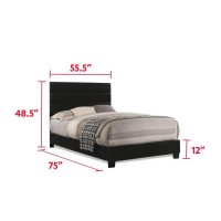 Full Panel Upholstered Bed Black Faux Leather