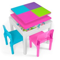 Play Platoon Kids Activity Table And Chair Set, Activity Table For Toddlers, 5-In-1 Sensory Table, Kids Art Table, Water Table, Building Block Table, Craft & Play Table - Pastel